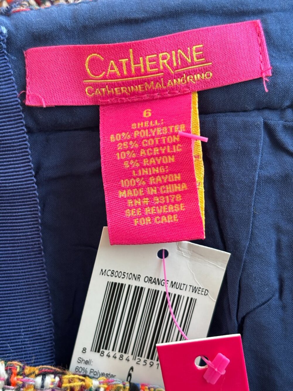 Catherine Malandrino Orange Tweed Skirt Size 6 NWT - Picture 4 of 6